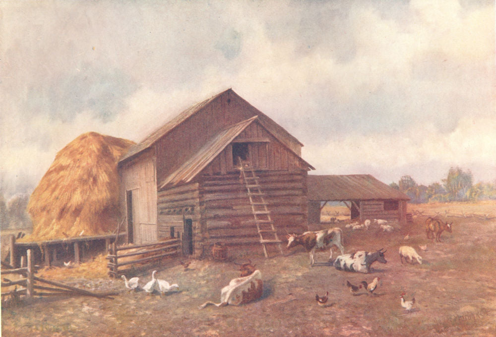 CANADA. A Farmyard in Ontario 1907 old antique vintage print picture